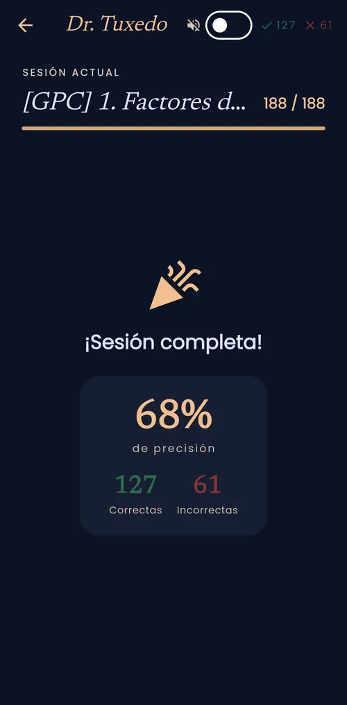 Dr. Tuxedo: Resultados de una sesión